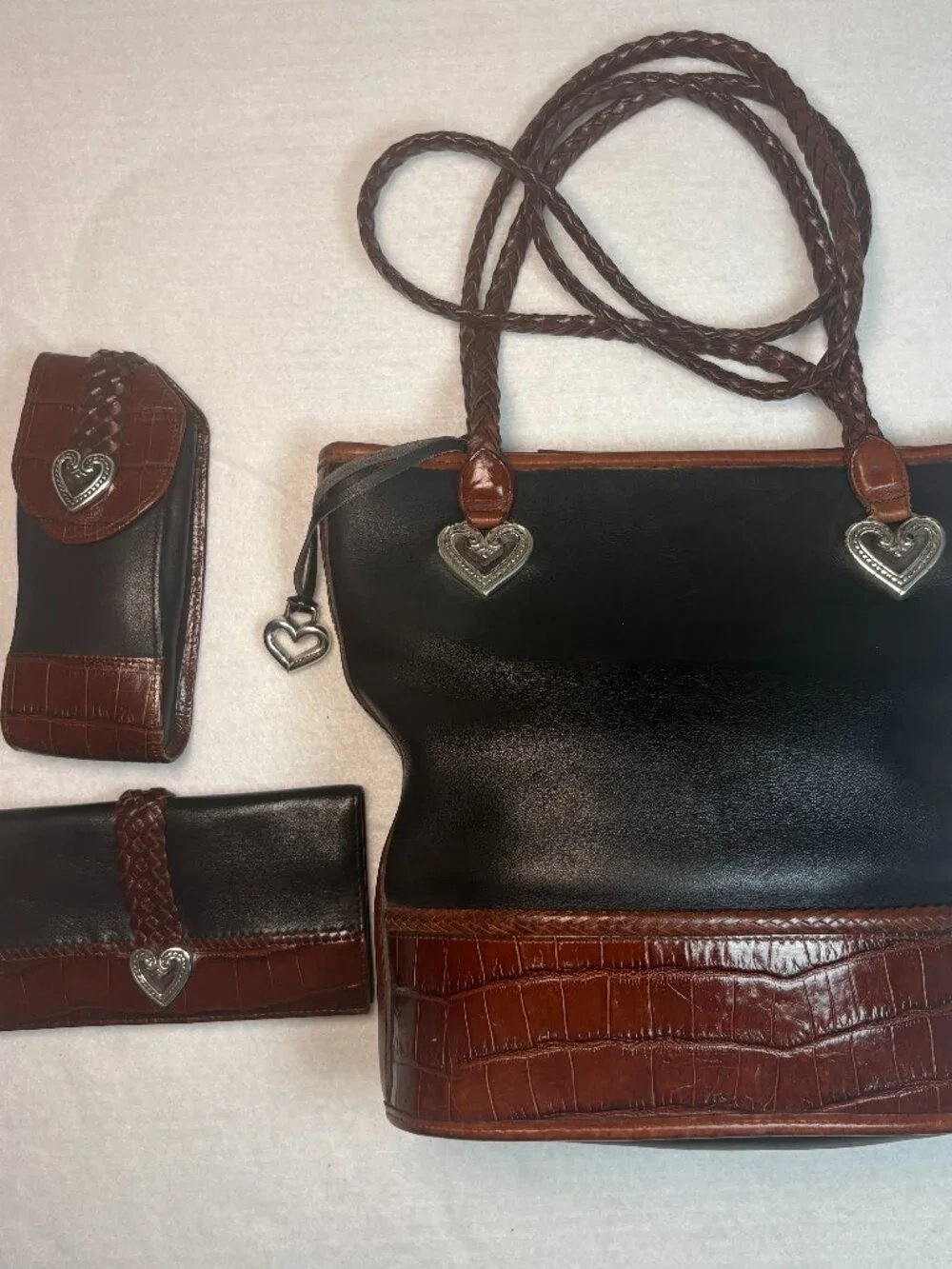 Vintage Brighton 3pc Set Caroline Bucket Bag Wallet Glasses Case Boho 90s Chic